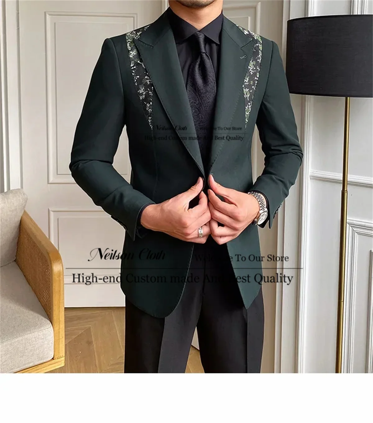 

Formal Army Green Men Suits Peaked Lapel Male Prom Blazers 2 Pieces Sets Groom Wedding Tuxedos Slim Fit Business Costume Homme