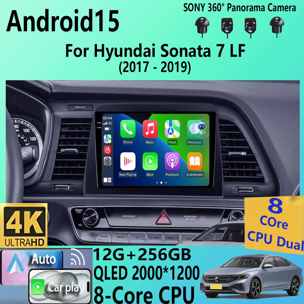 

Android 15 Carplay Auto Car Radio For Hyundai Sonata 7 LF 2017 2018 2019 GPS Multimedia Player Stereo 360 Camera 4G+WiFi BT DSP