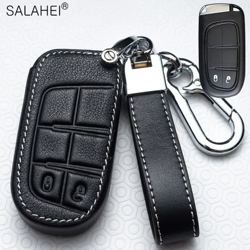 

Leather Car Key Case Cover Bag Holder Full Protection For Jeep Renegade Compass Grand Cherokee Chrysler 300C Wrangler 2014 2015