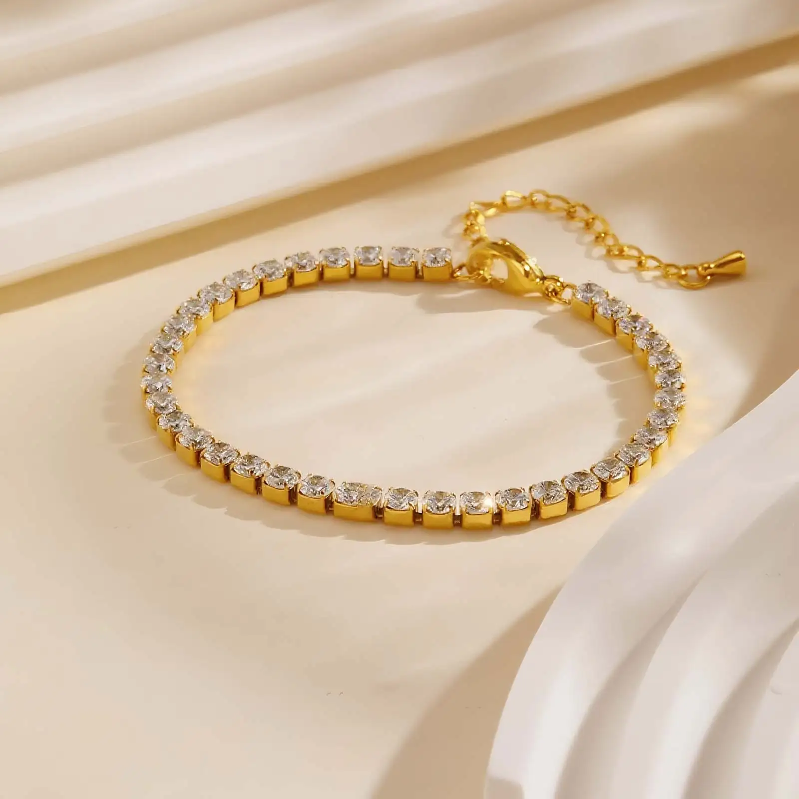 

Vnox Classic Cubic Zirconia Tennis Bracelet for Women, Sparkling Stainless Steel Waterproof Chain, 2/4/5mm Width Options Jewelry