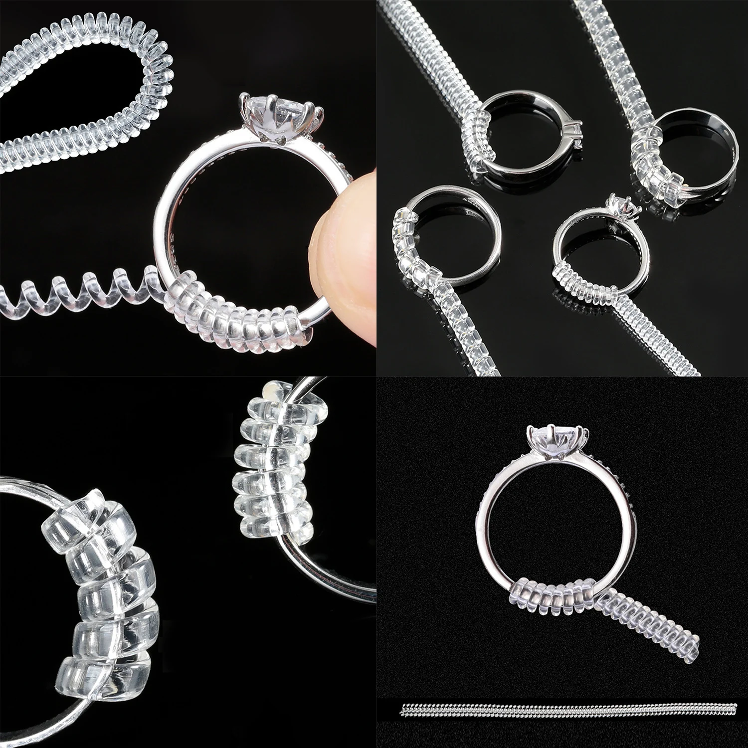 Transparent Spiral Ring Size Adjuster Tool, Resizing Aid