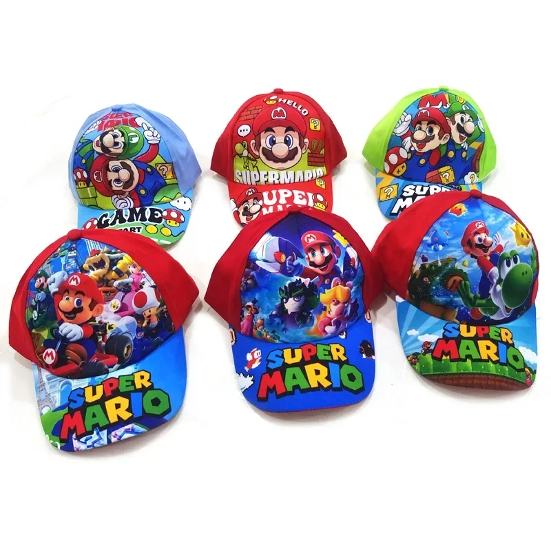 MINISO Anime Cartoon Super Mario Bros Children Outdoor Sport Baseball Caps Cute Boys Girls 2-8 Years Hip Hop Sunshade Mesh Hat