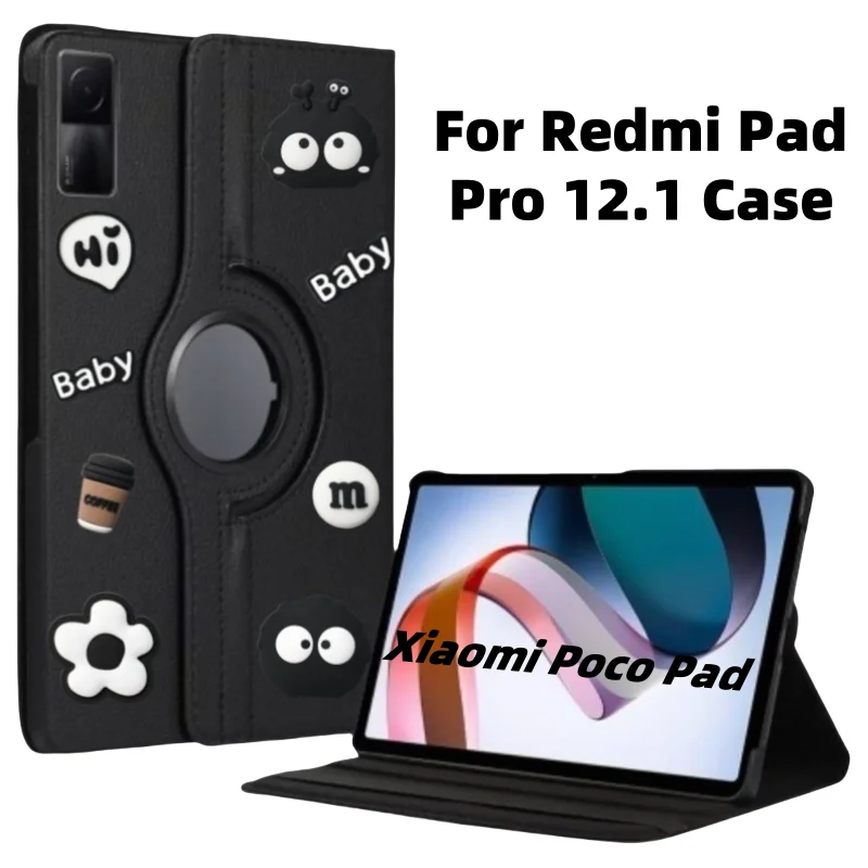 

Case For Redmi Pad Pro Case 12.1 inch 360 Degree Rotating Stand Tablet Coque For Xiaomi Poco Pad Redmi Pad Pro 12.1 2024 Case