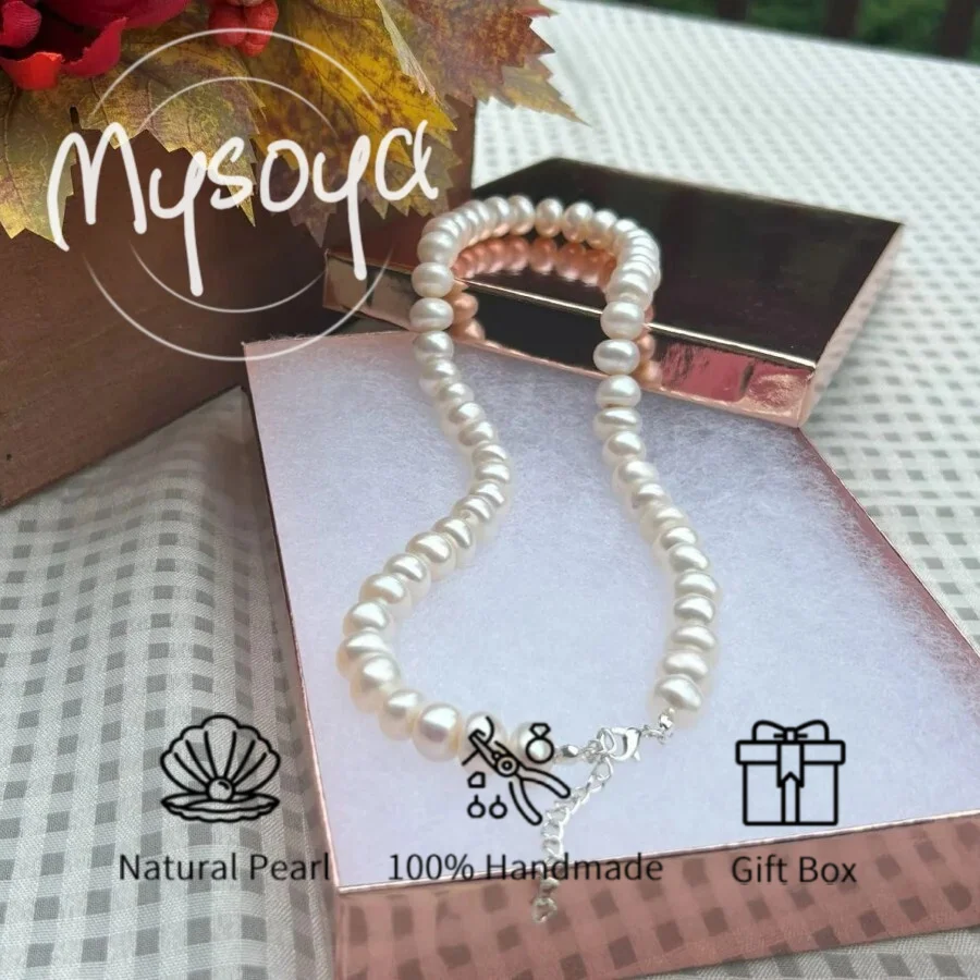 

Ожерелье MYSOYA из белого пресноводного жемчуга 11-12 мм с подарочной коробкой, подарок для него/нее, подходит для повседневной носки/на день рождения/на свадьбу