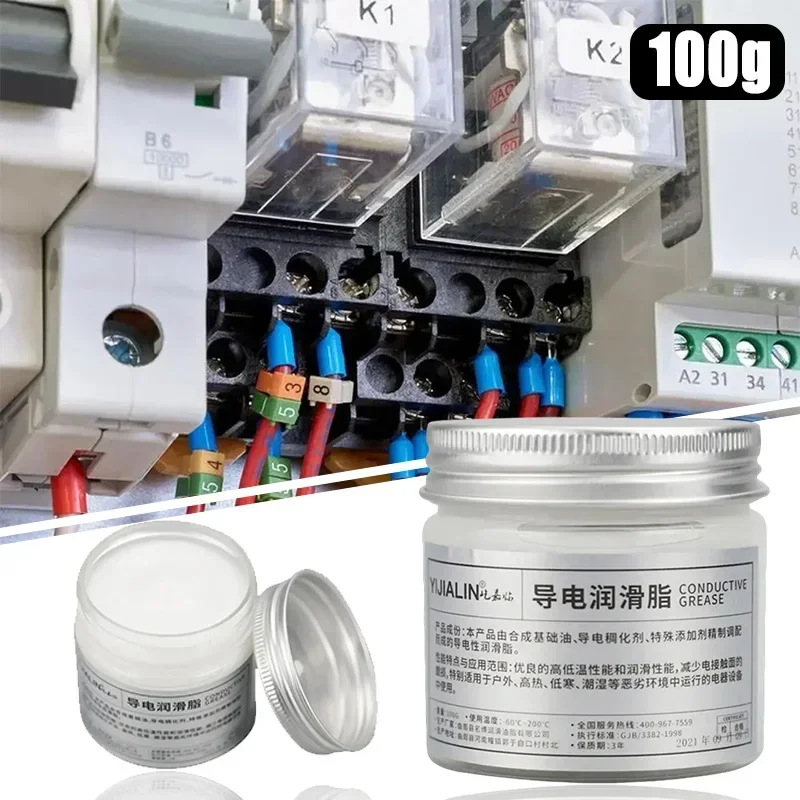 Graxa condutiva composta, graxa contato elétrico, baixa resistência, interruptor de circuito, eletrodomésticos, 100g
