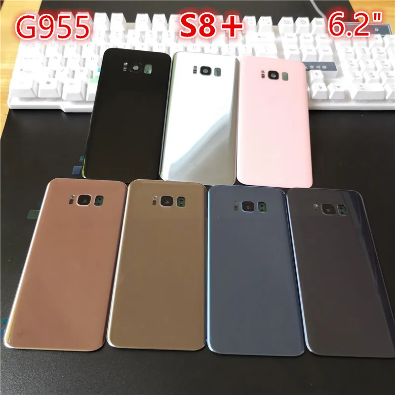 Корпус S8Plus для Samsung Galaxy S8 Plus G955 6,2 дюйма, стеклянная задняя крышка аккумулятора, ремонт, замена задней крышки двери + объектив камеры