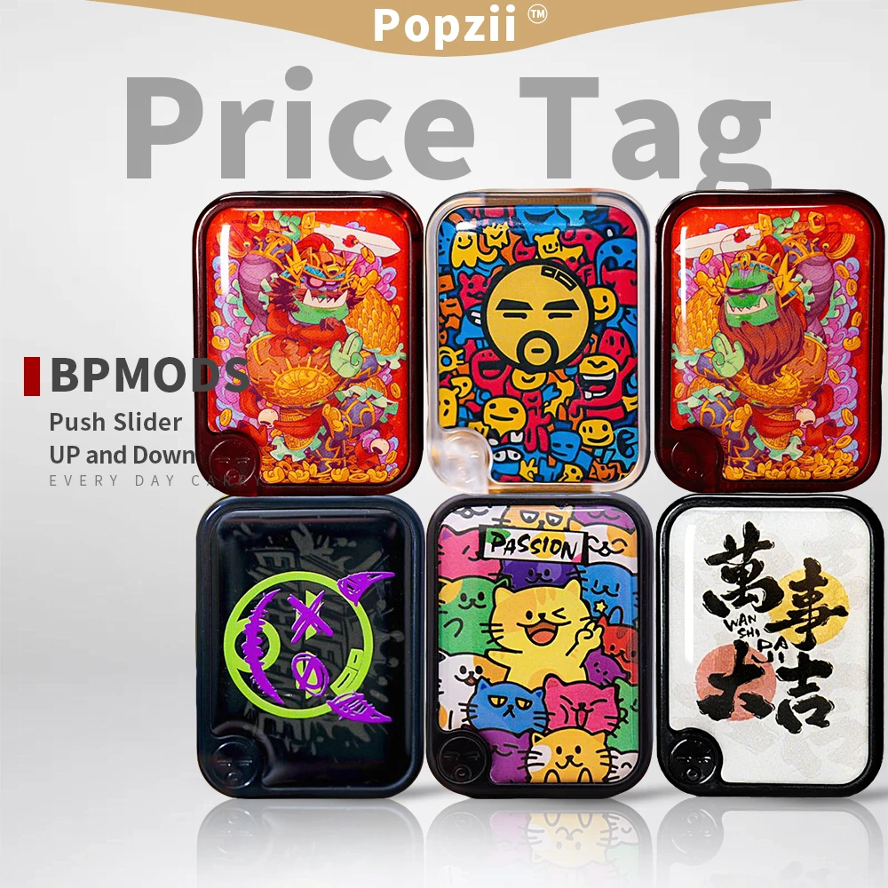 BPMODS Price Tag PMMA Fidget Push Slider UP and Down EDC Mechanical Intensive And Paragraph Multiple Ways to Play Anxiety Toys