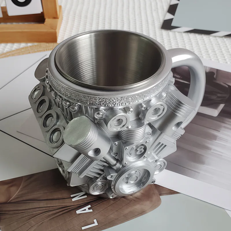 

Creative Simple V8 Engine Engine Mug Resin Craft Coffee Cup Living Room Desktop Small Ornament or Coffee Cup Multifunctional Use