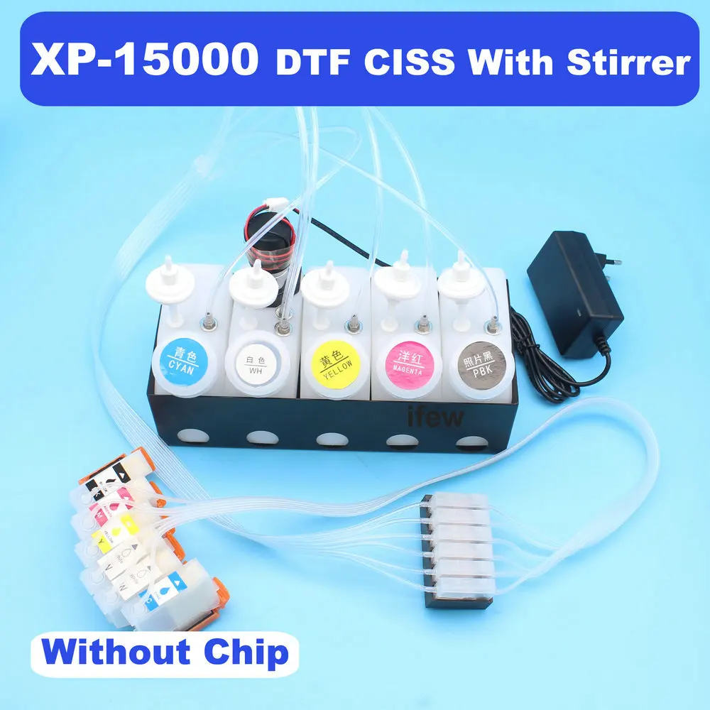 

XP 15000 DTF CISS For Epson XP-15000 No Chip DTF White Ink Tank Kit With Stirrer BIS Continuous Ink Supply System Direct To Film