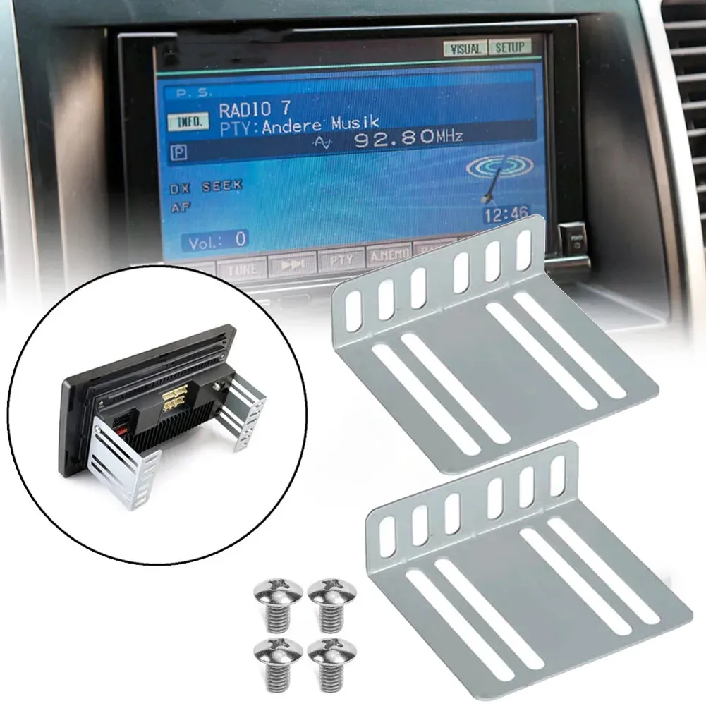 Double Din Car Radio Installation Kit with Metal Bracket and Holder for Stable Mounting of 2 Din Stereo Systems