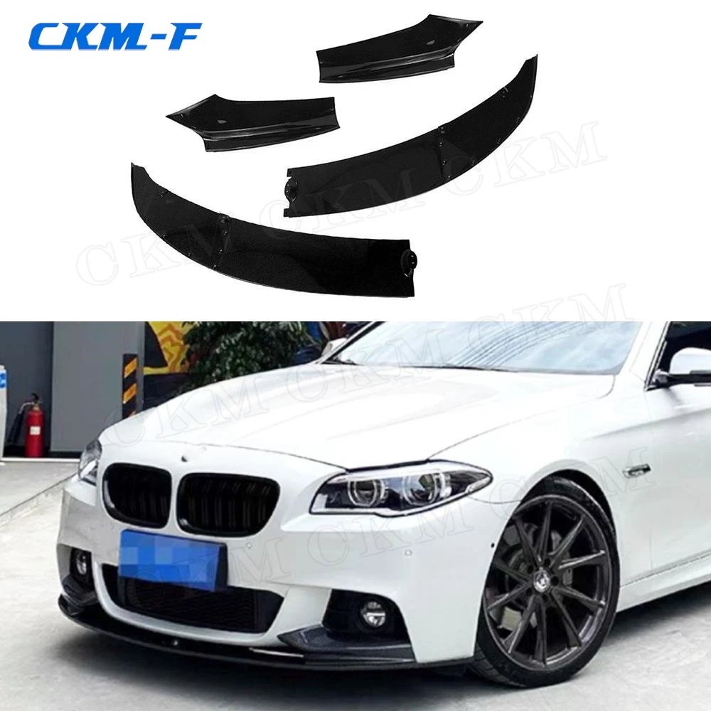 

Gloss Black Front Bumper Lip Chin Side Splitters Spoiler Car Body Kits Accessories For BMW 5 Series F10 M Sport 2011-2016