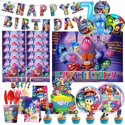 Disney Inside Out 2 Kit di decorazioni per feste di compleanno Inside Out tovaglioli di carta piatti tazze palloncini sullo sfondo forniture di buon compleanno