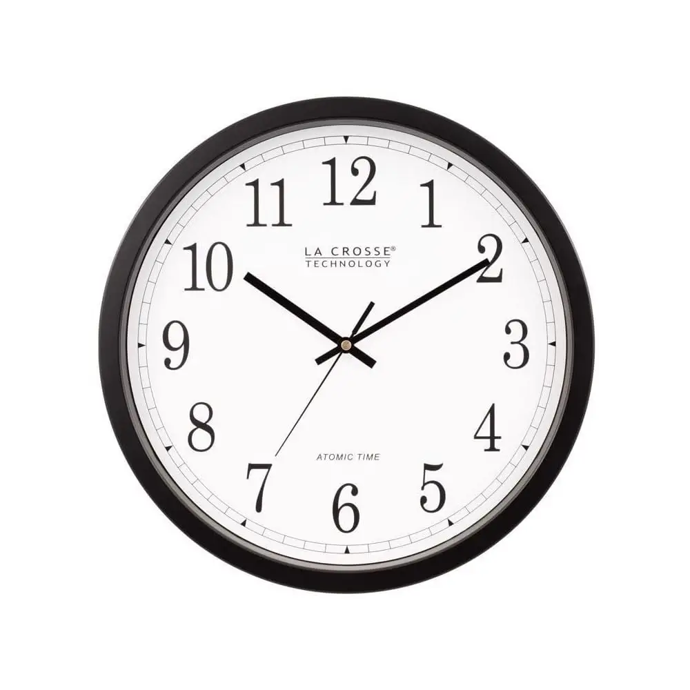

14 In. L X 14 In. W Indoor Modern Analog Atomic Wall Clo Glass/Plastic Black