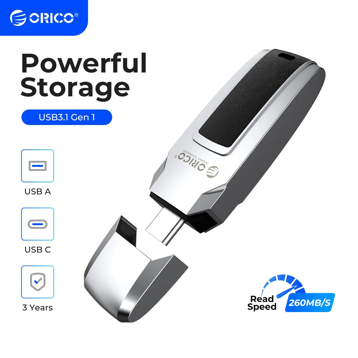 

ORICO USB3.0 260MB/S USB Flash Drive Metal Leather Pen Drive Type C 256GB 128GB 64GB 32GB USB Stick Pendrive w/ Car Shape Design