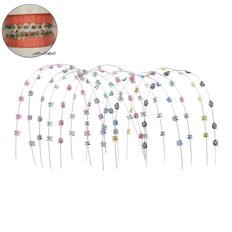 

2Pcs Fashion Split Type Mini Colorful Brackets Fake Braces Without Hook Temporary Tooth Decoration Metal Bracket Dental Tool