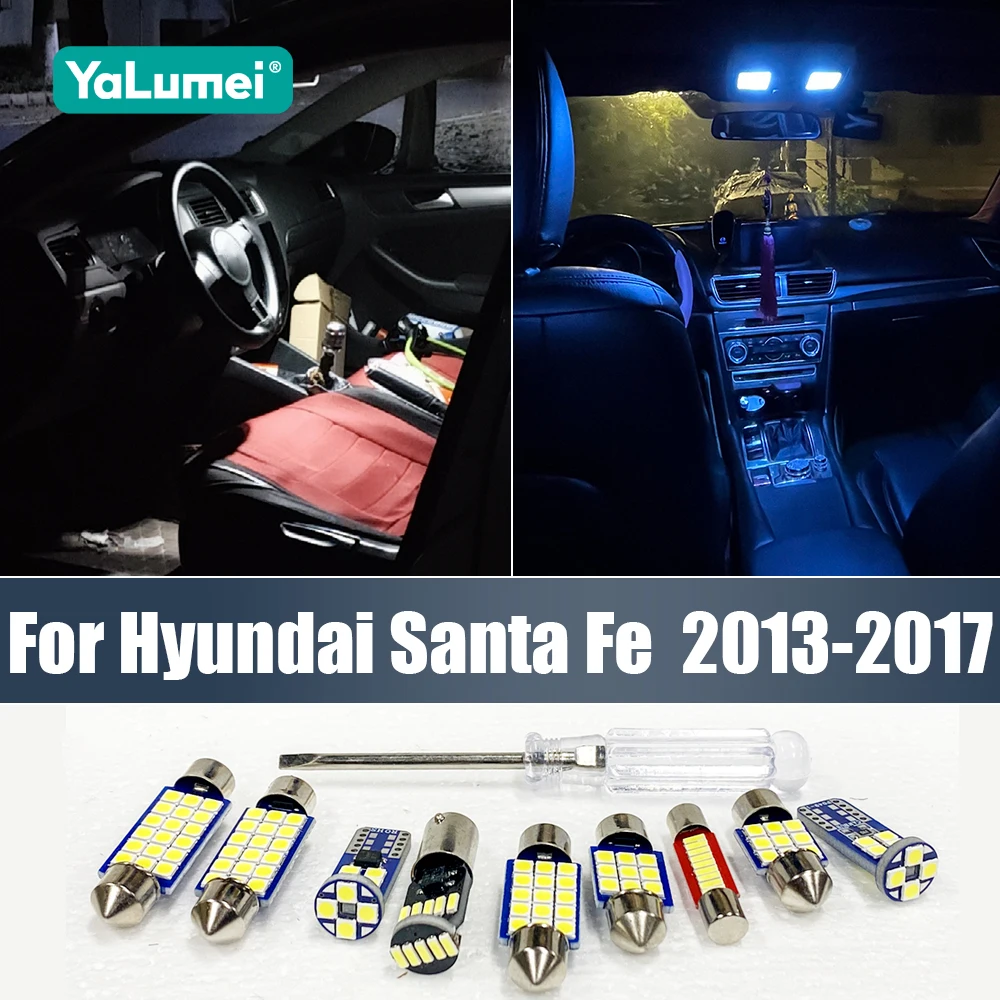 Für Hyundai Santa Fe 3 DM 2013 2014 2015 2016 2017 7PCS Auto Led-lampe Innen Eitelkeit Spiegel lesen Lampe Stamm Licht Zubehör