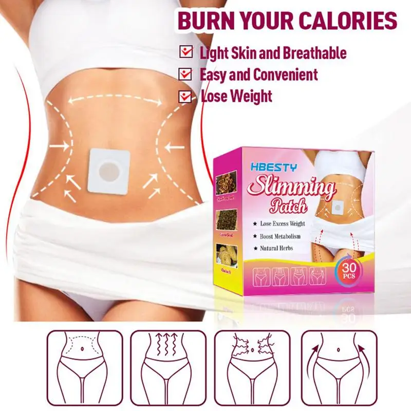 30Pcs Belly Slimming Patch Effective Herbal Plants Slimming Patches For Shaping Waist Abdomen & Buttock Boosting Metabolism