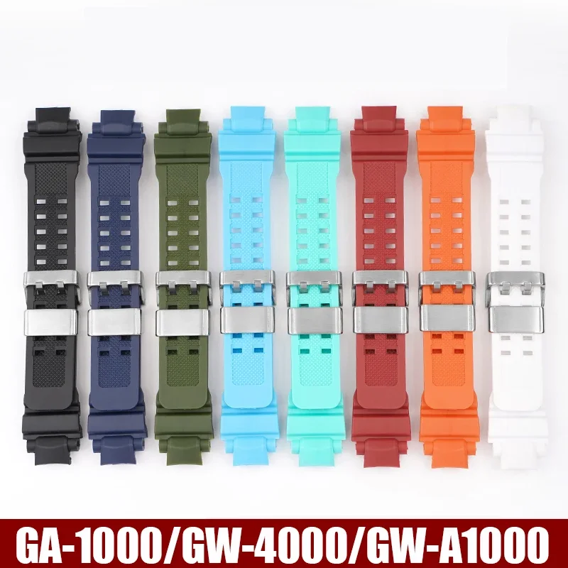 Resin Strap for Casio G-Shock GA-1000/1100 GW-4000/A1100 G-1400 Stainless Steel Hoop Men Sport Waterproof Band Watch with Screws