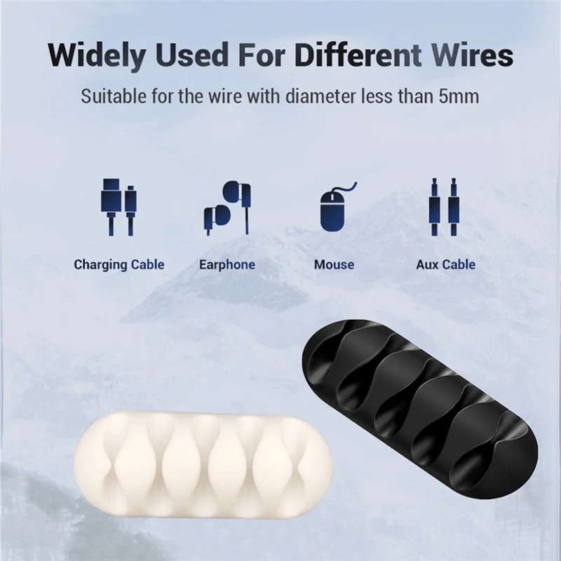 Usb Cable Holder Silicone Flexible Cable Winder Wire Organizer Holder Cord Management Clip for USB Earphone Mouse Network Cable
