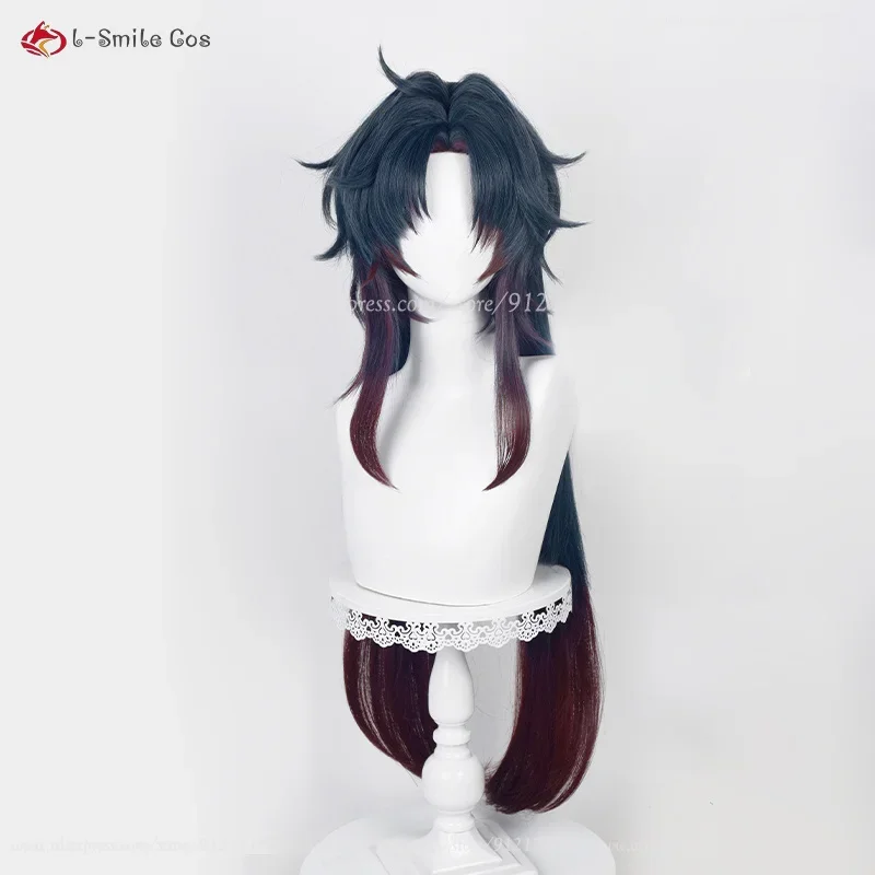 Game Honkai: Star Rail Blade Cosplay Wig 100cm Dark Blue Gradient Red Hair Heat Resistant Halloween Party Anime Wigs + Wig Cap