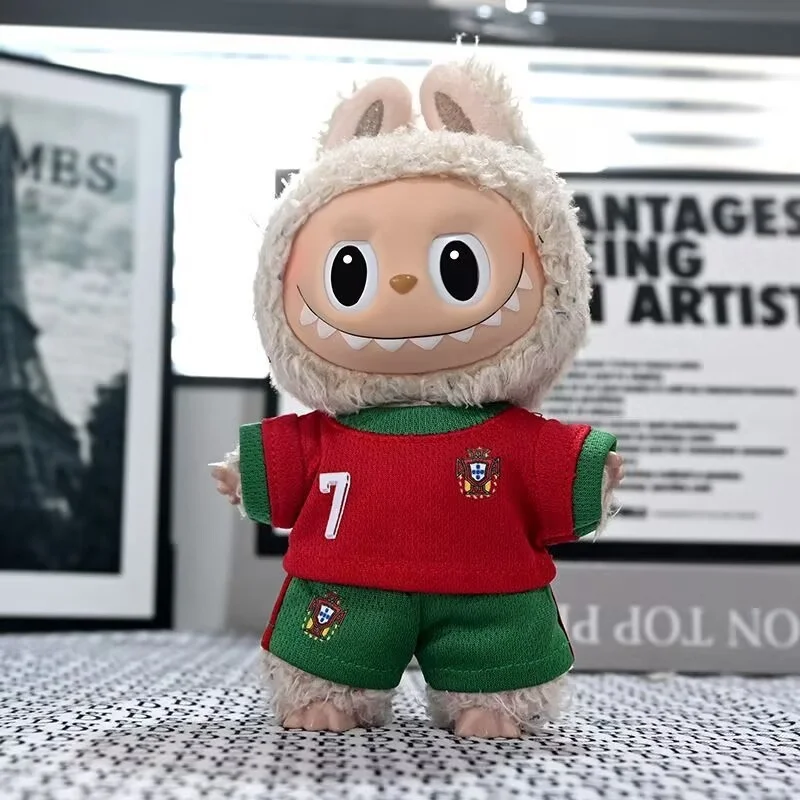 

For Labubu 17CM Doll Soccer Jersey Outfit Set For Vinyl Plush Pendant Gen 1 Gen 2 Stuffed Doll Replaceable Dress Up Clothes Suit