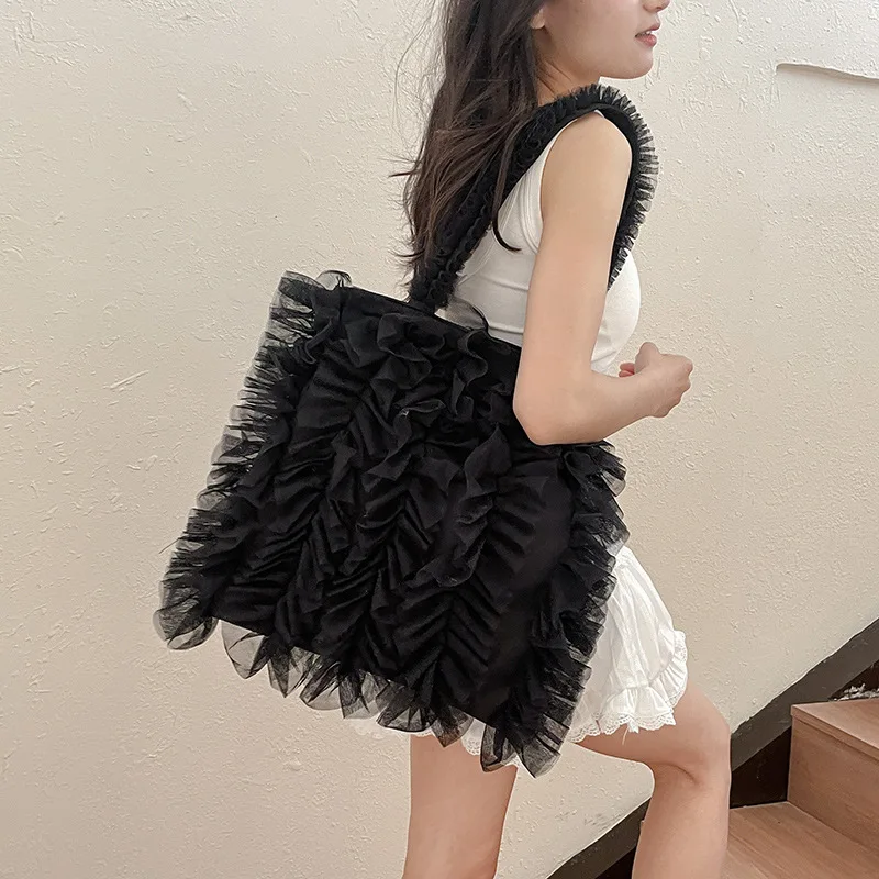 Women Handbag Pleated Version Sweet Pleated Edge Tassel Small Tote Bag for Women Designer Bag Purses and Handbags Bolsa Сумка