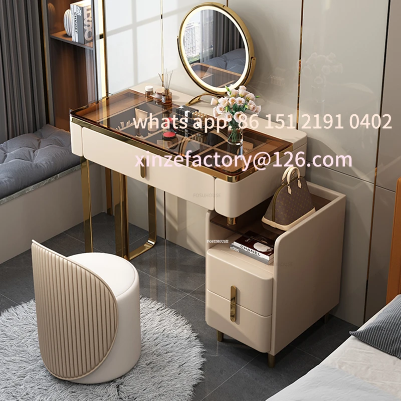 

Customizable Light Luxury Glass Dressers,Home Solid Wood Dressing,Table Nordic Bedroom Furniture,Small Apartment Makeup Table St