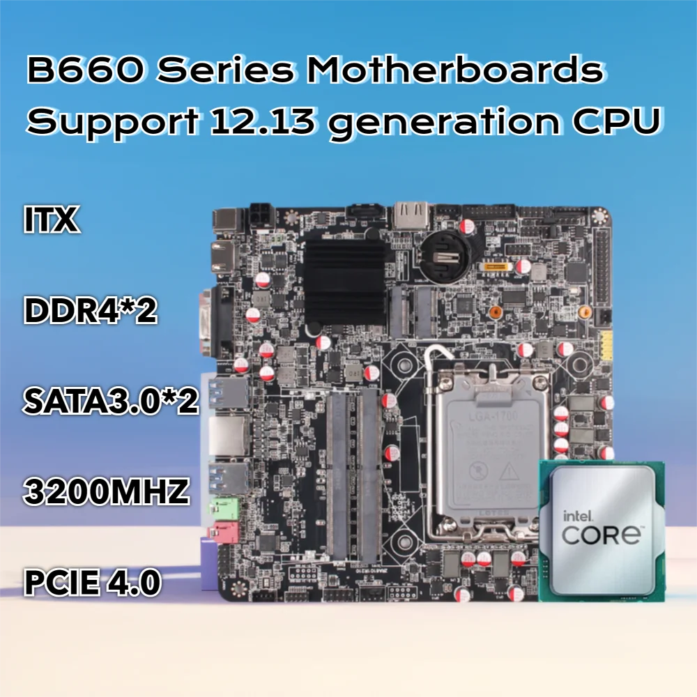SZKIOSK لوحة أم صغيرة Intel B660 تدعم lga 1700 CPU DDR4 3200MHz اللوحة الأم 4 مراحل توريد الجهد المستقر جيجابت ITX