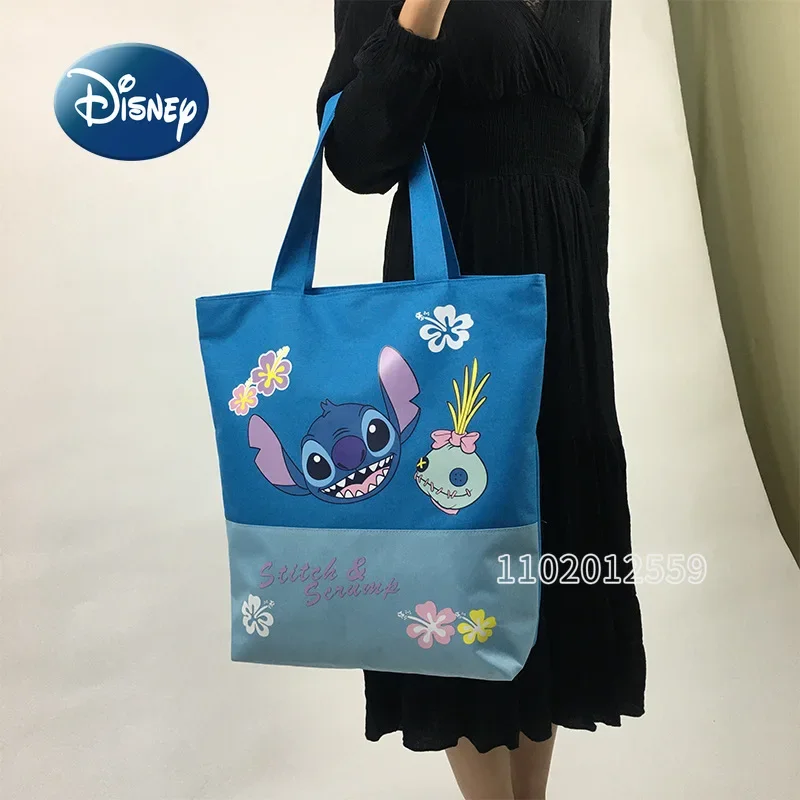 Disney Stitch New Women's Canvas Handbag Cartoon Cute Women's Shoulder Bag Large Capacity Shopping Storage Bag High Quality