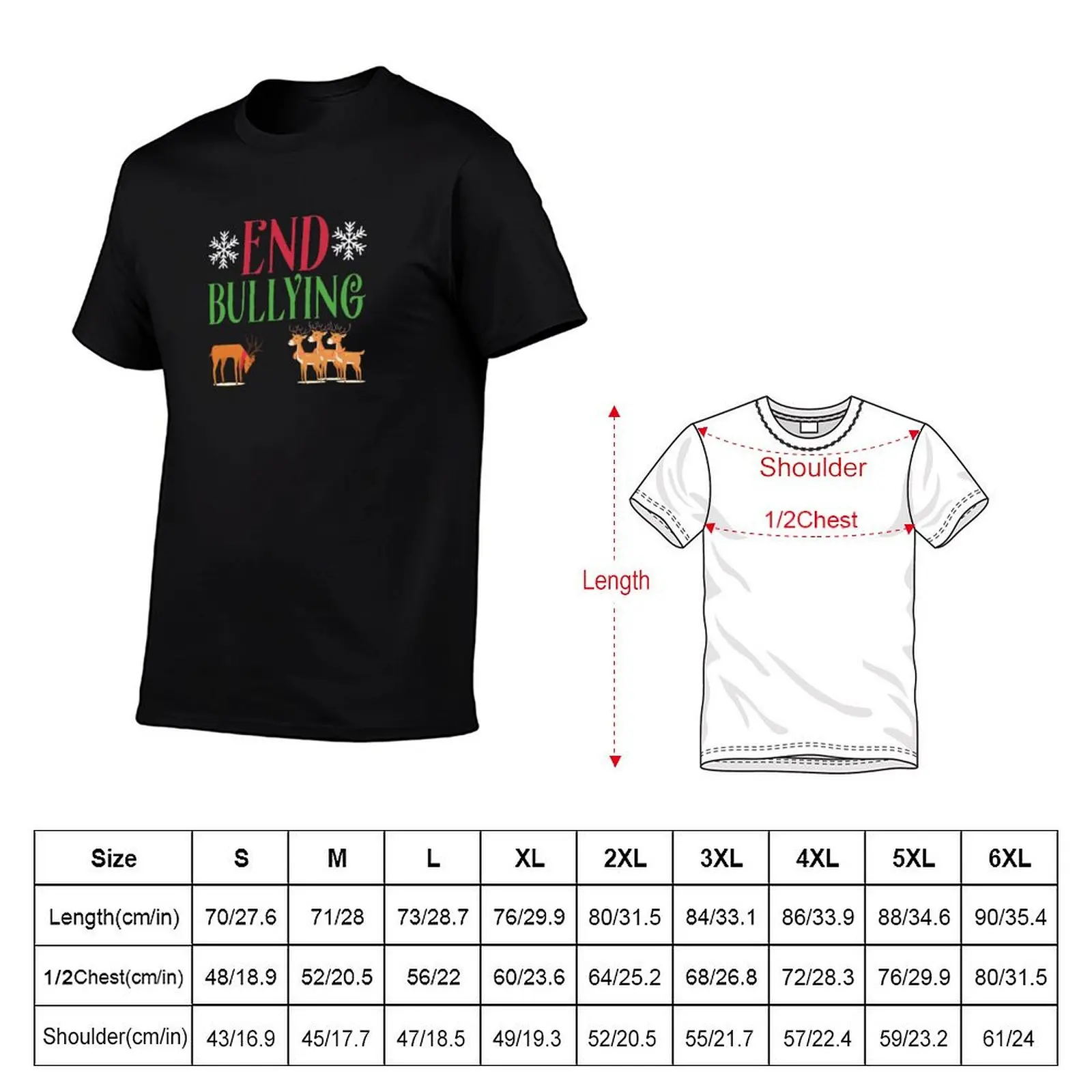End Bullying Rudolph Red Nose Reindeer Christmas T-Shirt t shirts for man slim fit t shirts for man graphic funny T-Shirt