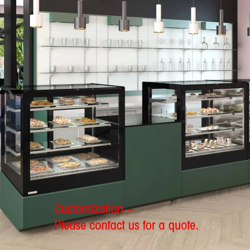 custom.Double Layer Tempering Glass Bread Chiller Cakes Fridge Display Cabinet Showcase Cake and Bakery