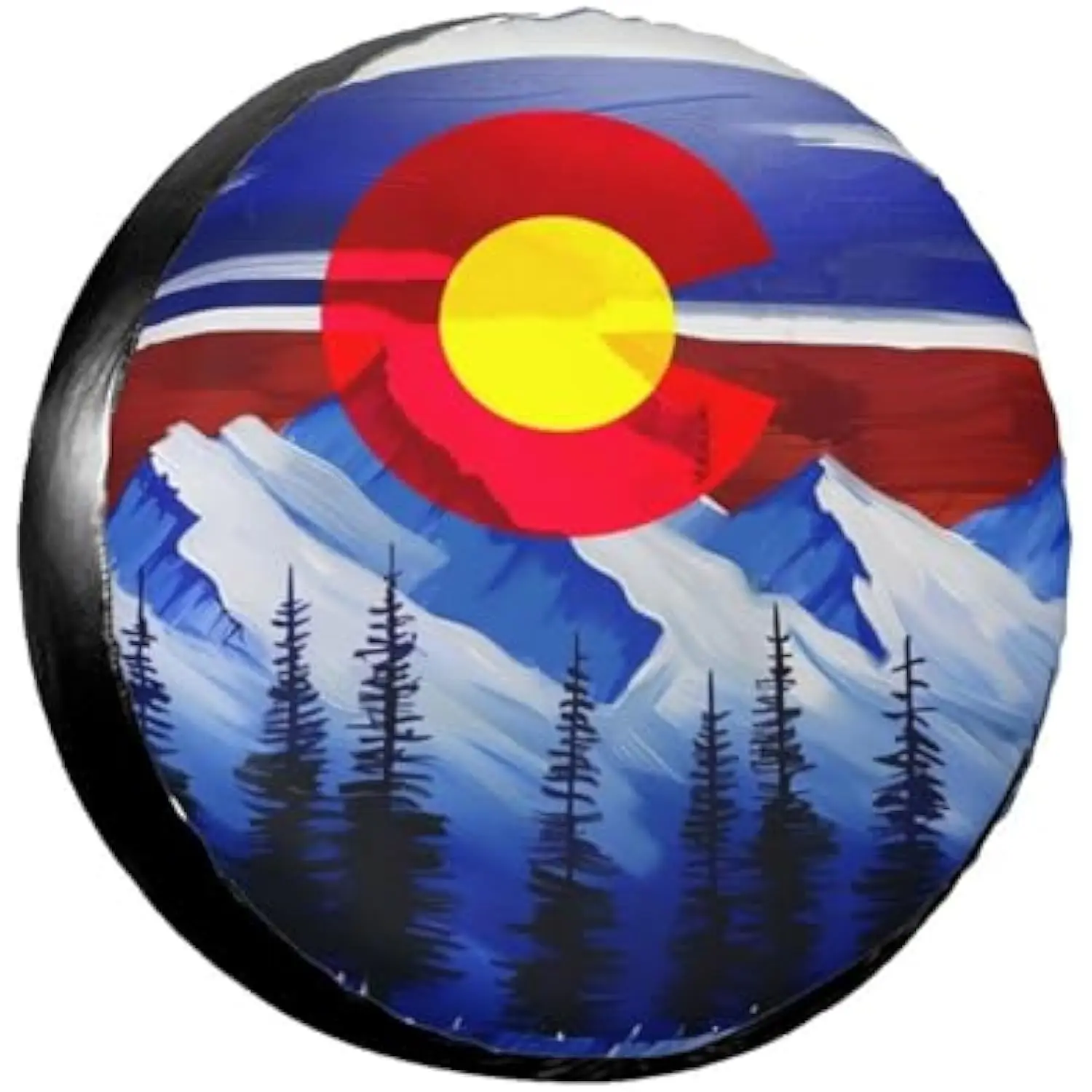

Colorado Flag Mountains Trees Tire Cover Durable Fabric Spare Wheel Protector for RV SUV Truck Camper