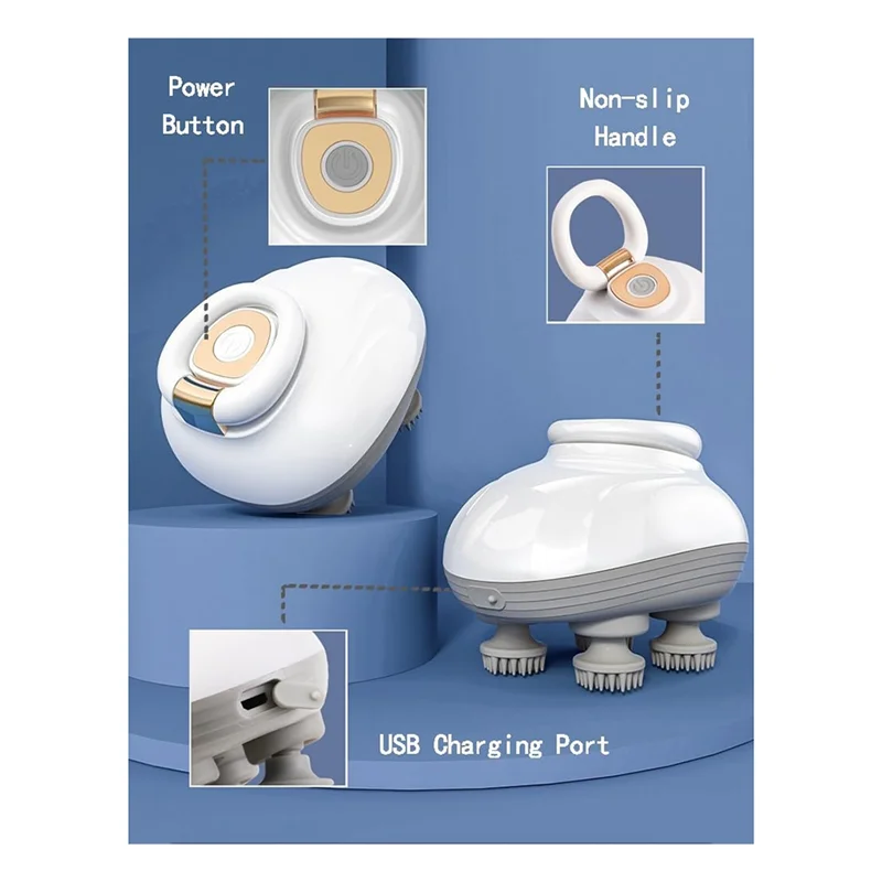 جهاز تدليك الرأس الكهربائي المحمول لتخفيف التوتر في فروة الرأس، جهاز تدليك الرأس لنمو الشعر - A77G