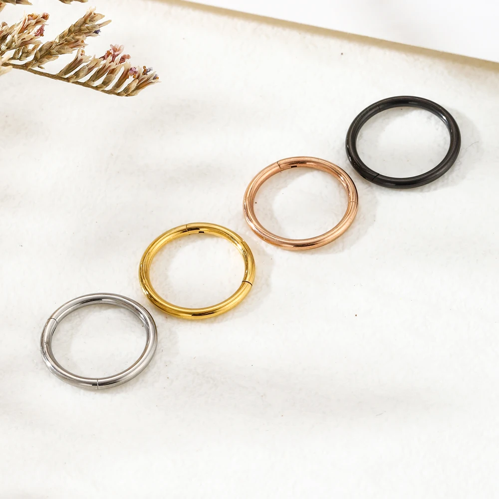 5/50 Stück ASTM F136 Titan-Nasenring mit Scharnier, 20G 18G 16G, Septum-Ohrring, Körperschmuck, Ohrenpiercing, Tragus, Knorpel, Helix – Detail 3