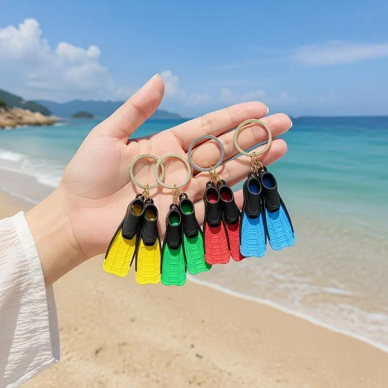 1 Stück 3D-gedruckter Mini-Tauchflossen-Schlüsselanhänger, Taucher-Geschenk, Neuheit für Sommer, Strand, Schwimmen, Anhänger für Taschen – Detail 11