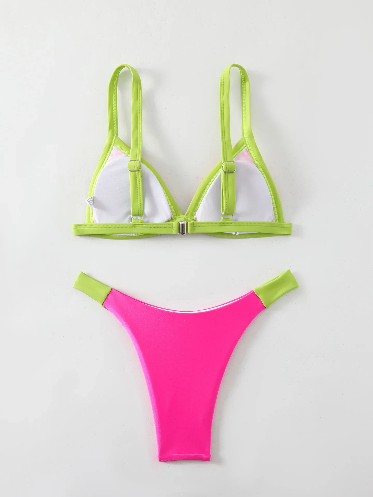 Seksowne patchworkowe różowe czerwone zielone bikini zestawy dwuczęściowe wyściełane stringi stroje kąpielowe damski strój kąpielowy strój kąpielowy biquini tankini