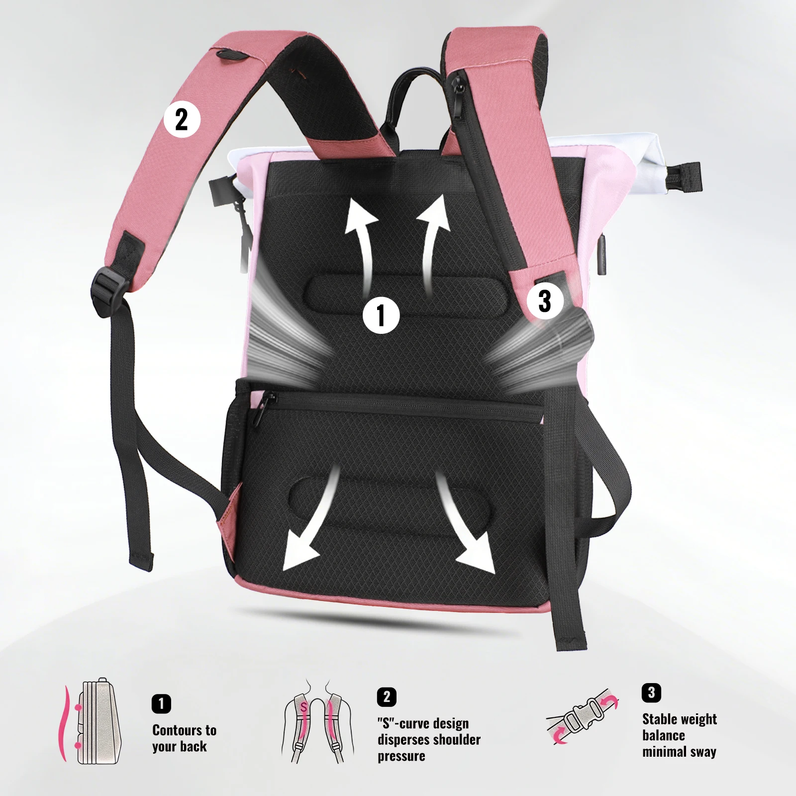 Heroic Knight Casual Travel Backpack Rolltop Anti-Theft Women School Backpack Sport Waterproof Business Laptop Backpack with USB view 2