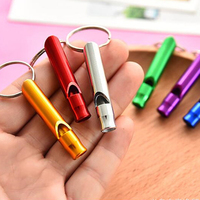 Colorful Slim and Long Multifunctional Aluminium Whistles with Key Ring Emergency Survival Whistle Hiking Camping Mountaineering