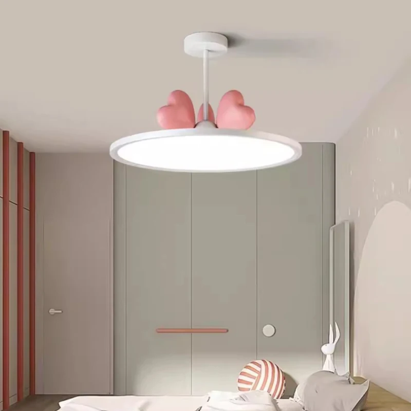 Children's Room Chandeliers LED Pink Bow Lights Minimalist Modern Warm Romantic Princess Room Baby Room Girl Bedroom Chandelier