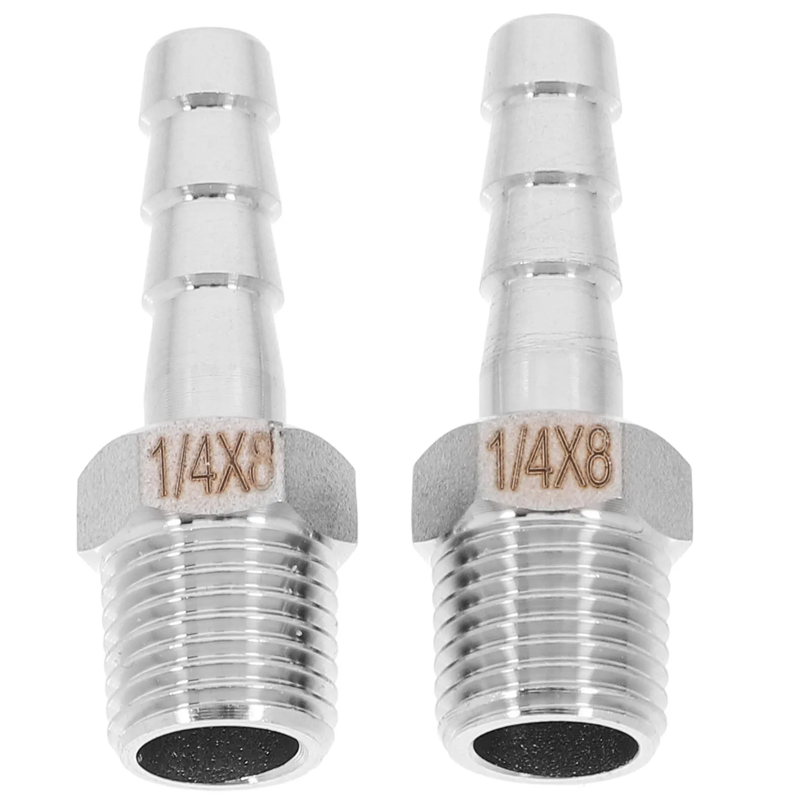 

2 Pcs Stainless Steel Hose Barb Air Connectors Splice Coupler Universal Silver Fittings Adapter