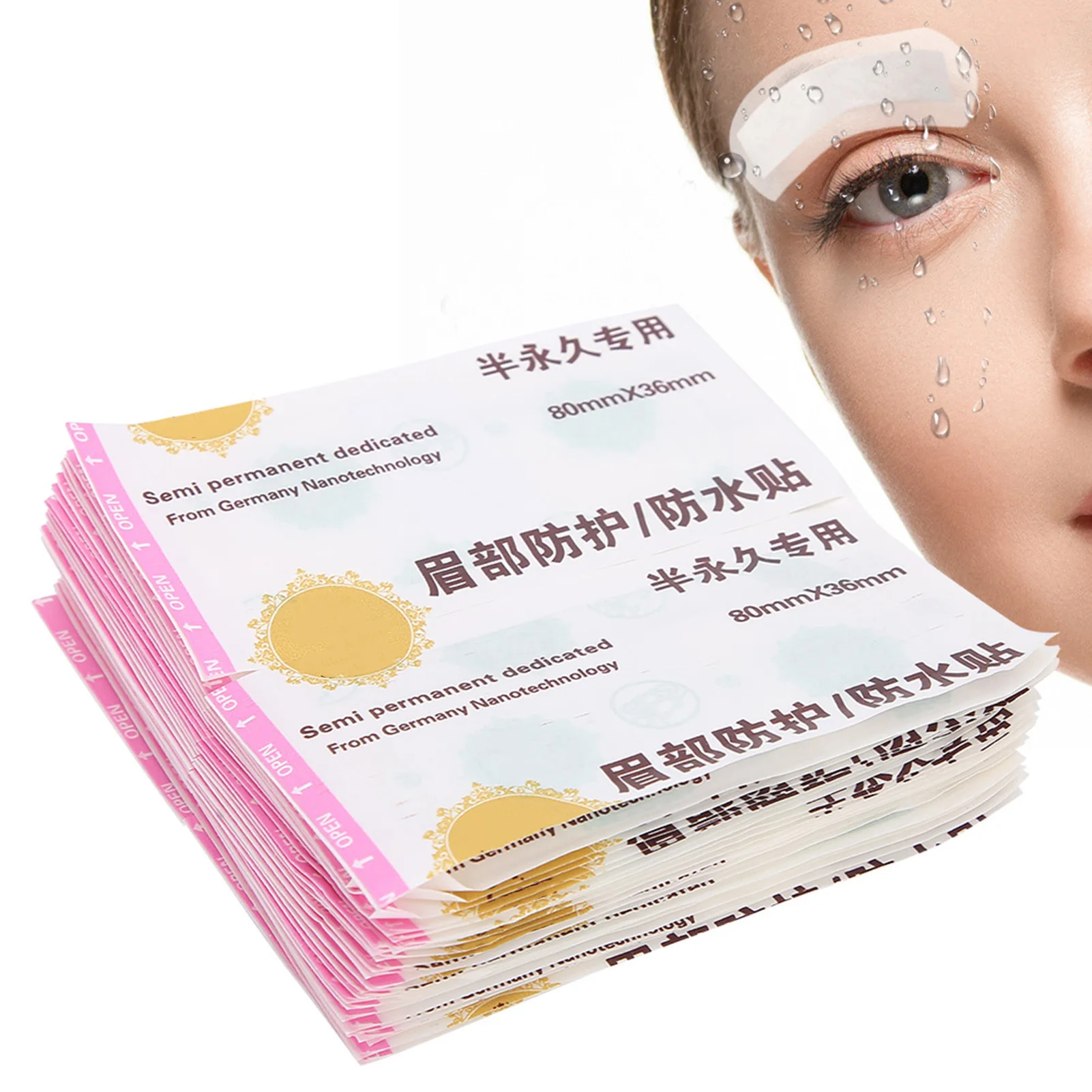 50PCS Eyebrow Tattoo Protection Pastes Waterproof Tape Eyebrow Lips Tattoo Aftercare Paste Microblading Make Up Tattoo Supplies