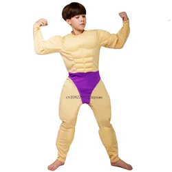 Purim Adult Costumes Cosplay Muscle Jumpsuit Role Play Halloween Men’s  Muscle Strong Man Bodysuits Clothing