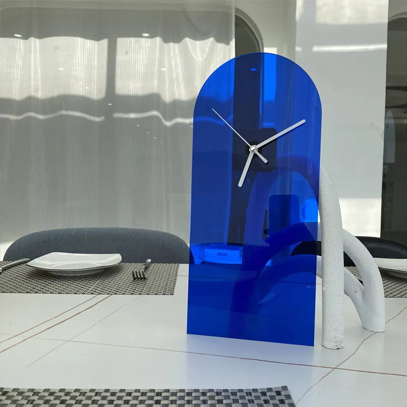 Multicolor Acrylic Standing Clock, Modern Minimalist Tabletop Decor for Living Room Bedroom Office, Creative Silent Quartz Clock