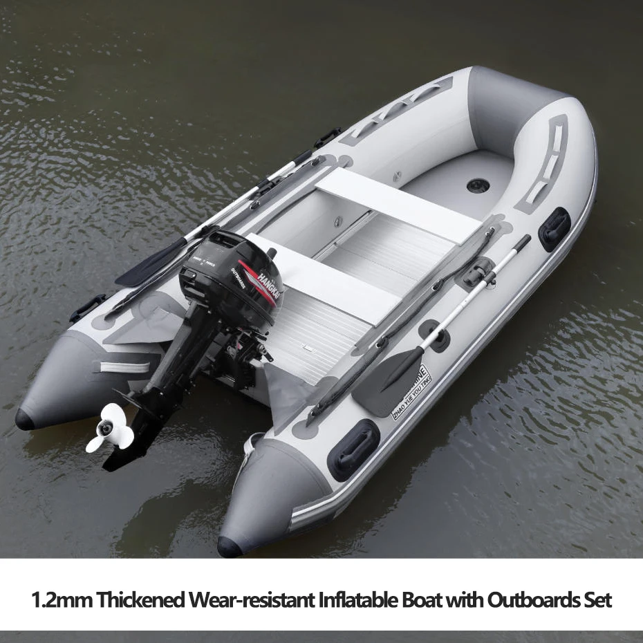 Inflatable Boat with Outboards Set for River Lakes Luya Fishing Durable Thickness PVC Kayaking 3-Air Chamber Safety Canoeing