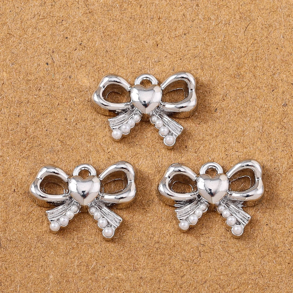 5 قطع جميلة سبائك اللؤلؤ Bowknot سحر المعلقات لصنع المجوهرات الأقراط قلادة سوار ذاتي الصنع اكسسوارات الإمدادات #3