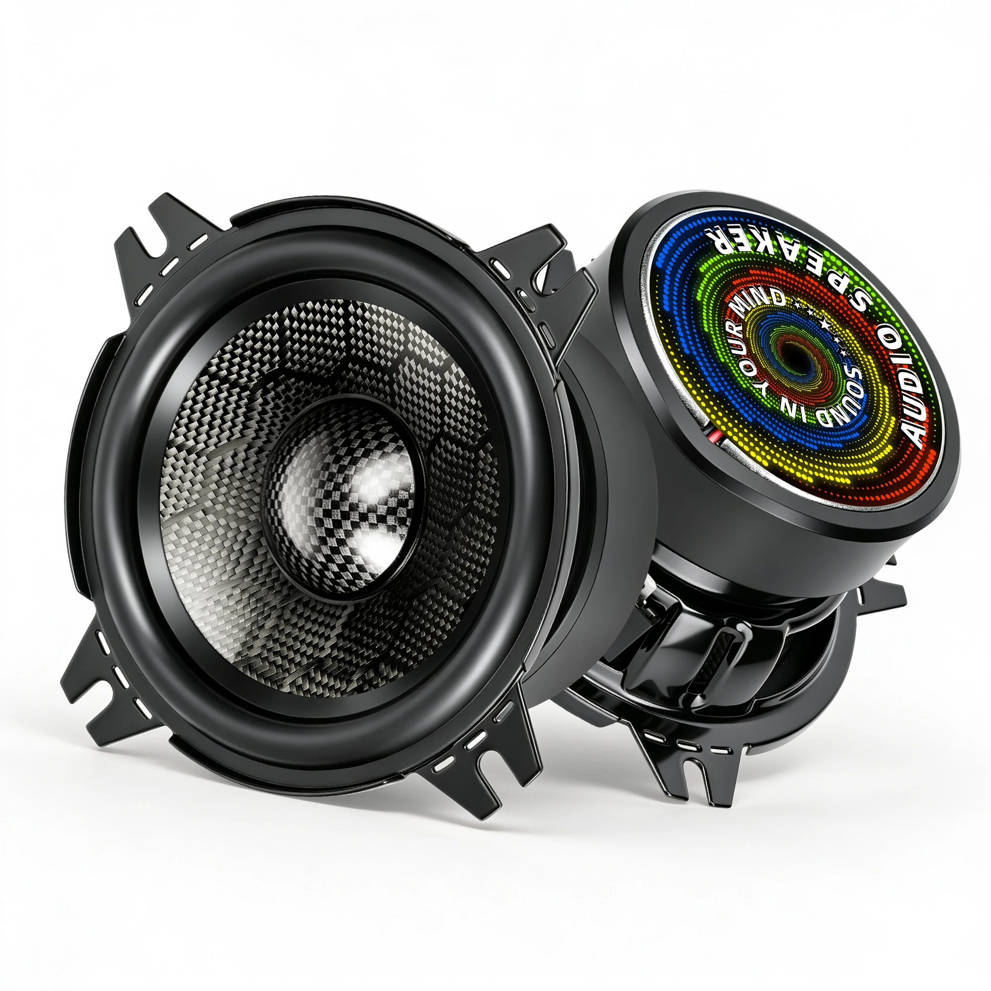 2 шт. 4-дюймовые динамики CarbonForce 500 Вт 4 Ом с конусом из углеродного волокна с сотовой структурой, усиленные среднечастотные и низкочастотные динамики для модификации аудиосистемы