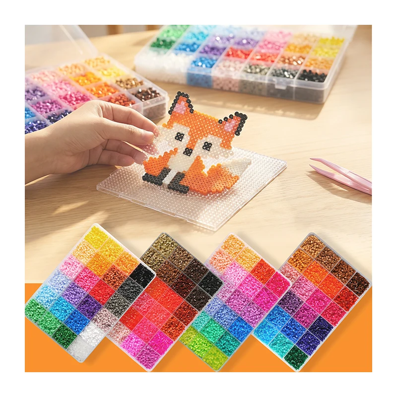 24 couleurs 12000 pièces Perler perles ensemble Kit de fabrication 2.6mm Hama perles Pixel Art Puzzle pour bricolage 3D Puzzles fusible perles cadeau fait à la main