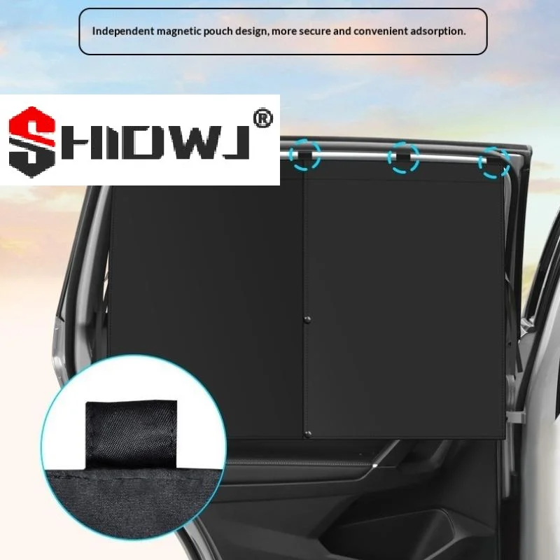 Universal Double Magnetic Layered Car Sunshade Car Window Sun Shade Curtain Sun Cover Uv Protection Block Mesh Curtain