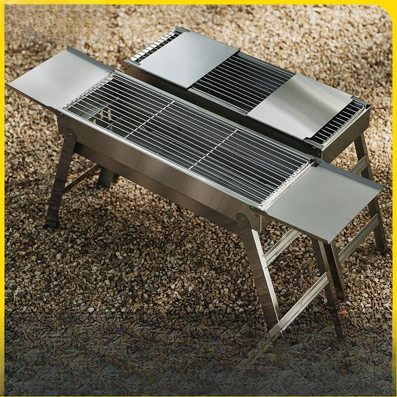 

Thickened stainless steel grill, outdoor portable folding grill for home use