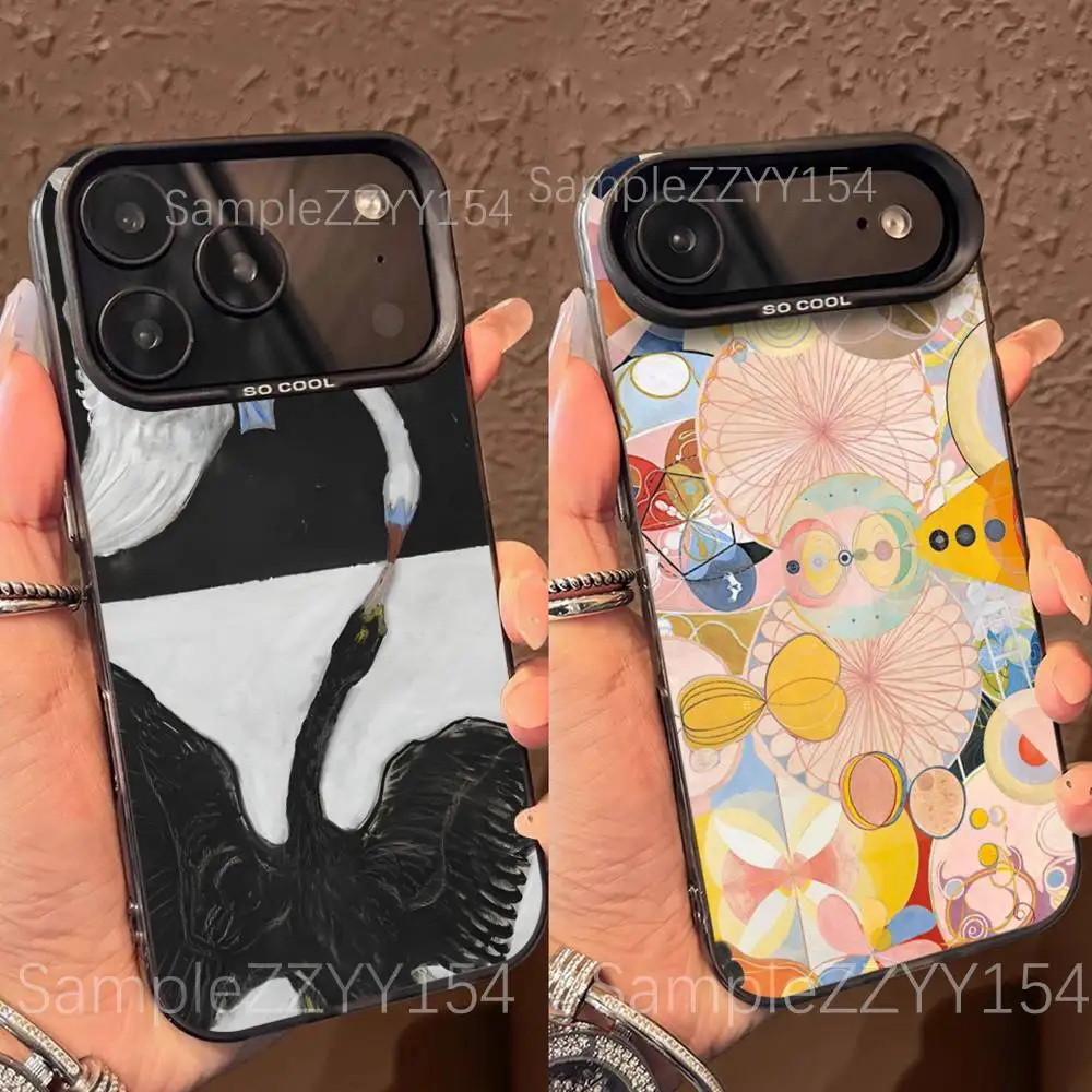 

H-Hilma af Klint Art Phone Case For IPhone 15,16,17,13,14,11,12,Pro,Max,Plus,E,Air,Mini Gray Matte Shockproof Back Cover